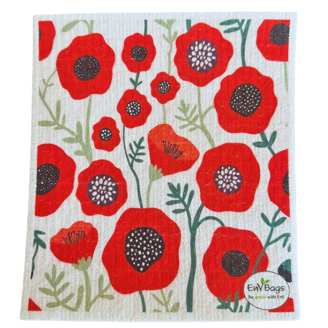 Poppies Swedish Dishcloth
